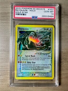 Rayquaza Gold Star Holo 2005 #107 Pokémon Novelty Card. Proxy.